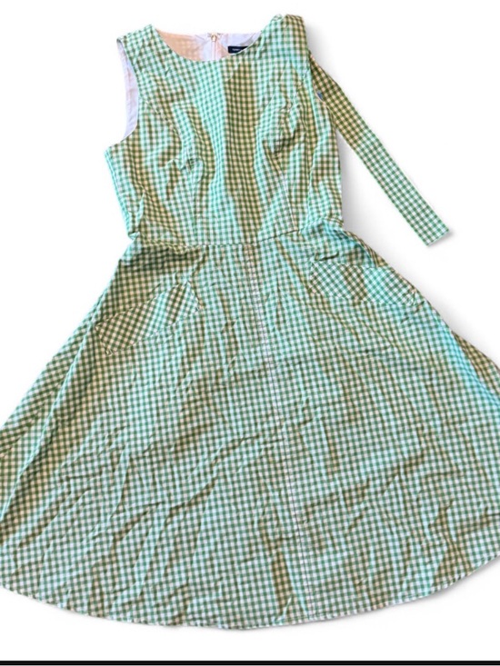 Tommy Hilfiger Dresses & Skirts - Tommy Hilfiger Green and White Plaid Gingham Midi Dress with Tie Waist (2)